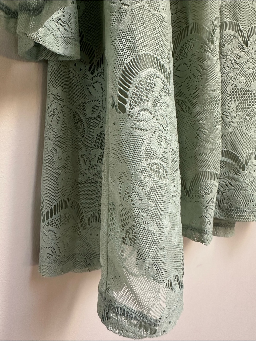 Altar’d‎ State Mint Green Lace Bell Sleeve Mini Dress Tie Back Women’s Small - Picture 11 of 15